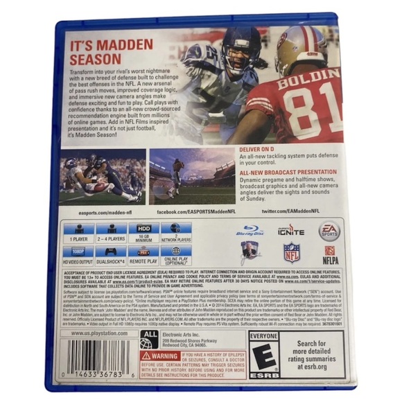 Madden NFL 15 (Sony PlayStation 4) PS4 VIDEO GAME DISC & CASE TESTED & WORKING - Picture 2 of 7